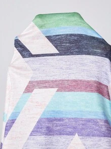 Camisón de talla grande para mujer con estampado de bloques de color y rayas geométricas para el verano y la playa, sin mangas