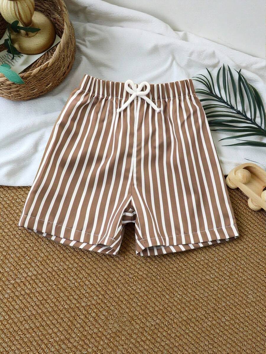 SHEIN Vintaside Kids 青少年男孩休閒條紋西裝短褲 - 彩色 - 查看 1