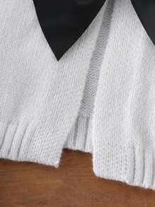 SHEIN Sparklyn 女童时尚手工蝴蝶结针织开衫，长袖 - 白色 - 查看 6