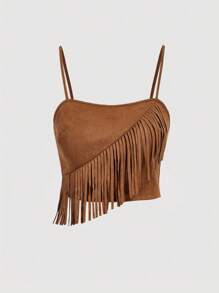 SHEIN MOD Bộ đồ tua rua da lộn nâu 2 món cỡ lớn cho nữ, Trang phục lễ hội âm nhạc, Phong cách miền Tây, Trang phục miền Tây, Trang phục hòa nhạc ven biển, Trang phục sa mạc, Bộ đồ nghỉ lễ hai món, Dành cho đi chơi - Lạc đà - Xem 4