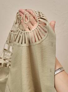 Anewsta 优雅通勤镂空长袖衬衫阔腿裤套装