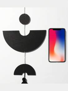 ROMWE Goth 1pc Wood Chips Round Light Luxury Bohemian Decorative Pendants,Living Room Room Wall Decoration, Pendant, Semi-Circular Disc Geometric Fringed Home Wood Products, Holiday Gift Pendant,Home Decor