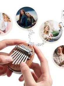 Mini Kalimba de 8 teclas, regalo para principiantes amantes de la música y músicos, accesorio lindo de instrumento musical con dije y llavero