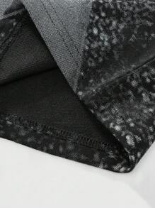 ROMWE MEN Street Life 男士微印花短袖T恤，适合日常穿着，春夏季 - 黑色 - 查看 5