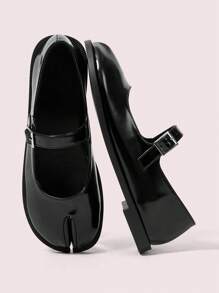 Giày Mary Jane đế bằng mũi tròn màu đen dành cho nữ, gót thấp, phong cách Campus - màu đen - Xem 2