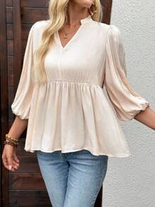 EMERY ROSE Women's Casual Loose 3/4 Sleeve Plain Blouse Puff Sleeve Blouse Cream Blouse V Neck Blouse Lantern Sleeve Blouse Babydoll Blouse Cute Tops Going Out Tops Women Summer Tops Babydoll Top Going Out Tops Basic Tops Fall Tops Going Out Top Babydoll Tops Work Blouses For Women Cute Summer Tops Modest Tops Vacation Tops Going Out Tops Women Summer Tops Babydoll Top Going Out Tops Basic Tops Fall Tops Going Out Top Babydoll Tops Work Blouses For Women Cute Summer Tops Modest Tops Vacation Tops Work Tops - Khaki - View 1