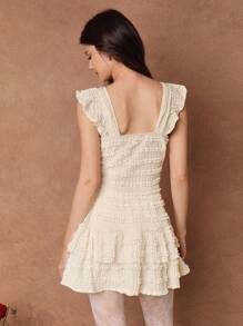 SHEIN Unity Elegant Fashion Celebrity Rhinestone Beading Cami Top And A-Line Skirt 2 Pieces Set For Women - Apricot - View 2