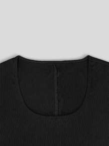 INAWLY Women Solid Color Short Sleeve Jumpsuit - Black - View 5