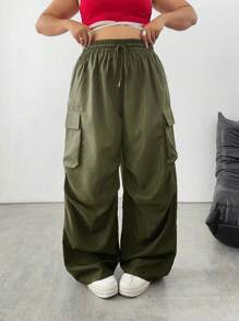 SHEIN Tall 大码纯色休闲工装裤