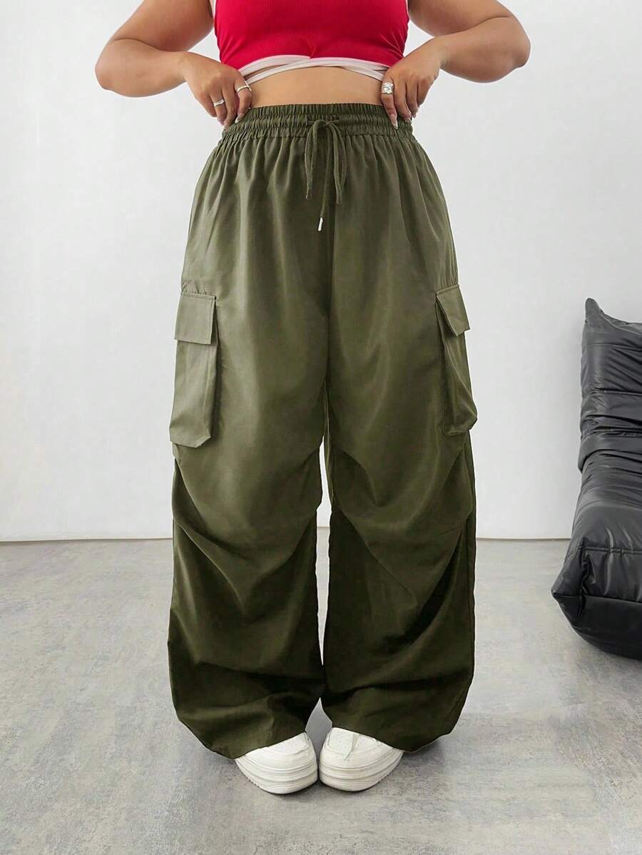 SHEIN Tall 大码纯色休闲工装裤