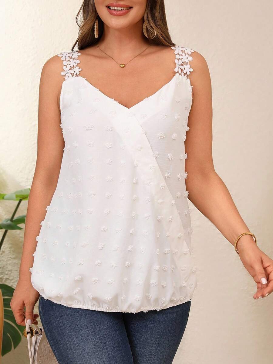 SHEIN Große Größen Lässig einfarbiges strukturiertes Trägershirt, Sommer