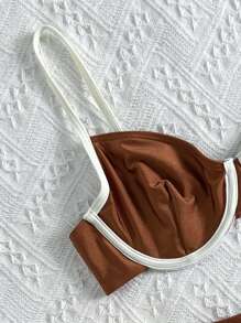 Swim Vcay Bikini 2 pièces en tissu texturé de couleur unie sexy pour femmes, idéal pour les vacances et les fêtes sur la plage