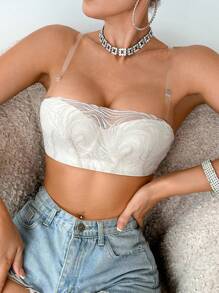 SHEIN Skin-Friendly Comfortable Simple Women Camisole Bras (With Transparent Shoulder Straps) - Light Grey - View 4