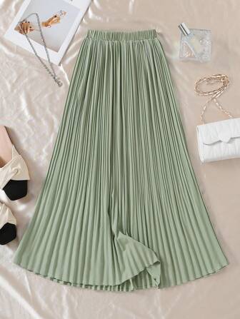 SHEIN Sweetra Young Tween Girl Asymmetrical Pleated Hem Skirt