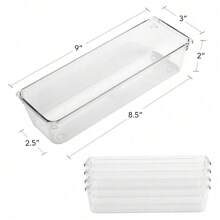8pcs/Set Clear Drawer Organizers Plastic Storage Tray For Utensil Cutlery In Kitchen Desk Makeup Storage Bin Divider Decorations Autumn Decor Festival Decor Room Decor Home Decor Fall Decor Bedroom Decor - Clear - View 6