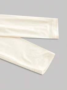 SHEIN MOD 垂坠领口合身褶皱杏色优雅长袖 T 恤，女士教师装，商务休闲女装，乡村音乐会装，哥特装，外出上衣，西部女装，老钱风格女装，女士早午餐装，老钱装，基本款上衣，奶油色上衣，垂坠上衣，象牙白色上衣，长袖上衣 - 杏色 - 查看 4