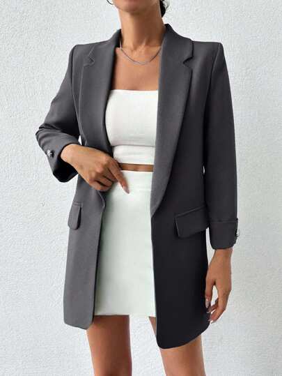 EURMUSE Women's Fashionable Solid Color Business Blazer