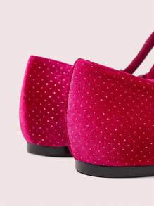 CUCCOO DOLLMOD New Arrival Women Flats With Rhinestone Dual Buckle Chic Ballerina Style Shoes, Red - Red - View 8