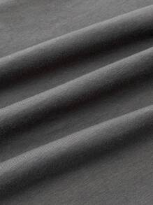 SHEIN EZwear Ancora Design 女款红黑拼色针织 T 恤 - 灰色 - 查看 7