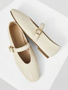 MOTF PU LEATHER MARY JANE FLAT SHOES FOR CHRISTMAS - Apricot - View 5