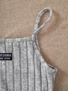 小众设计复古酷炫时尚休闲百搭修身针织吊带背心和阔腿裤套装 - 灰色 - 查看 10