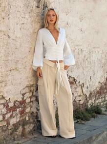 SHEIN ICON Quần Cargo cạp gập phong cách thường ngày - Màu Khaki - Xem 6