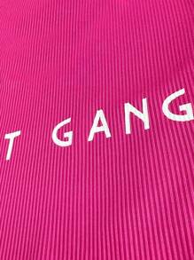 SHEIN Women's Solid Color Minimalist Daily Short Sleeve Jumpsuit - Hot Pink - View 7