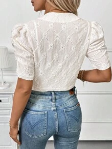 SHEIN Clasi Women Textured Jacquard Elegant Open Front Cropped Lightweight Jacket,Going Out Outfits In Fall/Winter - Beige - View 2