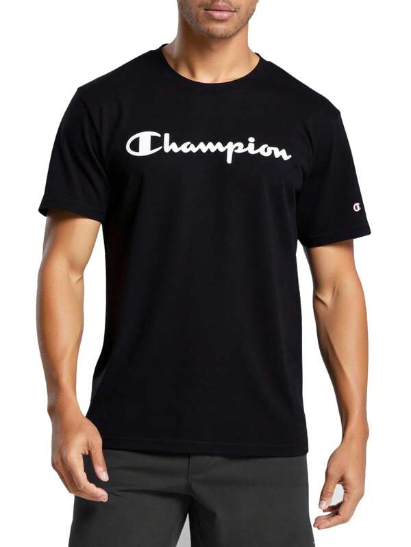 Champion Tricou bărbătesc casual cu mânecă scurtă și imprimeu cu litere, vară