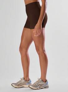 Musera Sport High Waist Mini Shorts Active Comfy Workout Running Run Club-Padel, Tennis, Pickleball Gym Fitness Fall Winter - Brown - View 3