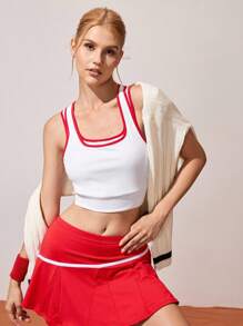 CourtClass Women's Casual Sports Bra With Reversible Trim, Hollow Back Design, And Padded Cups, - White - View 7