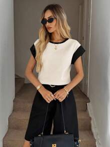 Easowa 女士顏色拼接休閒t卹 - 彩色 - 查看 3