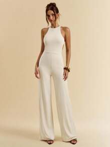 SHEIN BAE Bộ đồ liền thân hở lưng gợi cảm mùa hè cho nữ Bộ đồ liền thân màu đen Đồ bơi một mảnh đi biển Đồ bơi đi chơi đêm Trang phục đi nghỉ - Màu be - Xem 3