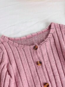 3pcs/Set Girls Casual Minimal Daily Open Front Round Neck Long Sleeve Short Jacket, Sleeveless Top And Straight Leg Rib Knit Pants, Autumn/Spring