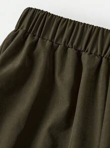 SHEIN Girlism 2 件套青少年女孩星星印花紧身 T 恤 + 宽松工装裤，休闲时尚百搭开学装 - 黑色 - 查看 5