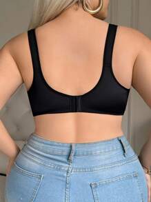 SHEIN 1 chiếc áo ngực liền mạch có lót nhẹ, mềm mại, có thể điều chỉnh cho vòng một lớn, cỡ lớn - màu đen - Xem 2