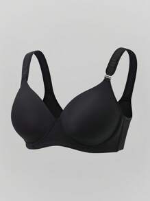 SHEIN 1 chiếc áo ngực liền mạch có lót nhẹ, mềm mại, có thể điều chỉnh cho vòng một lớn, cỡ lớn - màu đen - Xem 6