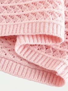 Girlism Áo len chui đầu không tay cổ chữ V họa tiết Intarsia màu hồng cho bé gái tuổi teen - Hồng - Xem 5
