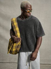 PAVTROS Manfinity Streetrush 男士年轻街头风短袖T恤，采用清爽卫衣面料，修身剪裁，简约珍珠光泽设计，融合现代时尚与街头风格，简约时尚，独具一格，适合日常搭配，时尚潮流，街头服饰，休闲聚会，节日礼物，男女皆宜的图案T恤，嘻哈街头风，送给男朋友的礼物，男士街头服饰，万圣节派对 - 黑色 - 查看 7