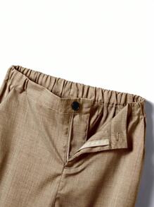 SHEIN 2pcs Teen Boy Gentleman Suit Set, Gray Slim Fit Vest + Quality Long Pants, Elegant & Formal Outfit For Birthday, Wedding, Graduation Party, Ceremony Fall Winter - Mocha Brown - View 7