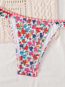 Swim Mod Women's Minimalist Triangle Bikini Set With Floral Beach Print For Summer Beach Vacation - Multicolor - View 6