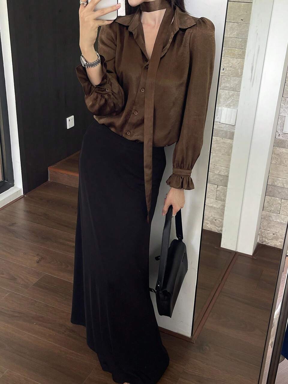 Elegant French Luxury Minimalist Solid Color Shirt Long Sleeve Top
