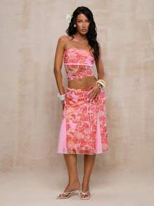 Glamine Váy thường ngày họa tiết Paisley màu hồng, phong cách nghỉ dưỡng bãi biển mùa hè - Hồng - Xem 3