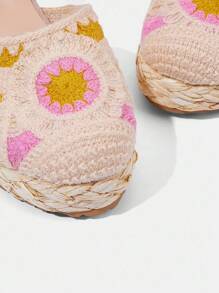 Styleloop 女士坡跟厚底编织凉鞋，波西米亚风格度假装，厚底鞋 - 彩色 - 查看 4