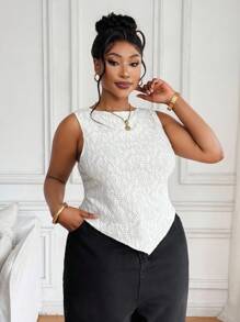 SHEIN PETITE CURVE Damen Creme-farbiges Camisole Top mit doppelter Spitzenlage in Große Größen, minimalistisch & modisch, geeignet für den Sommer - Beige - Übersicht 7