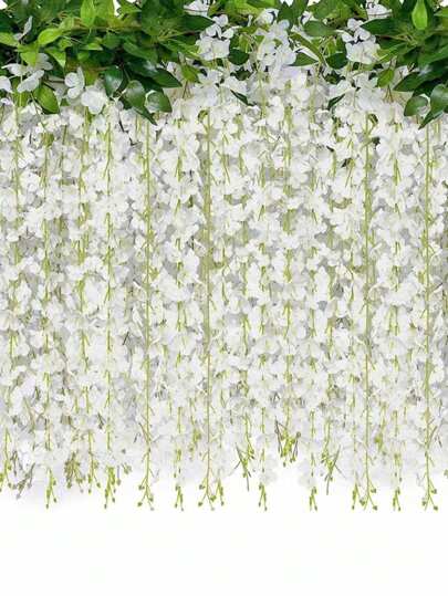 6 Feet 12 Branches White Wisteria Hanging Flowers Artificial Wisteria Vine Silk Wisteria Flowers Garland For Wedding Arch Party Garden Home Decor