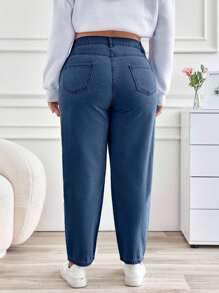 EURMUSE Quần Jeans Co Giãn Lưng Cao Giặt Thường Ngày Size Lớn - Rửa trung bình - Xem 2