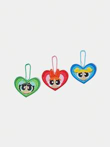 THE POWERPUFF GIRLS X SHEIN Tranh đính đá hình trái tim với họa tiết hoa, bong bóng, hoa mao lương - Nhiều màu - Xem 5