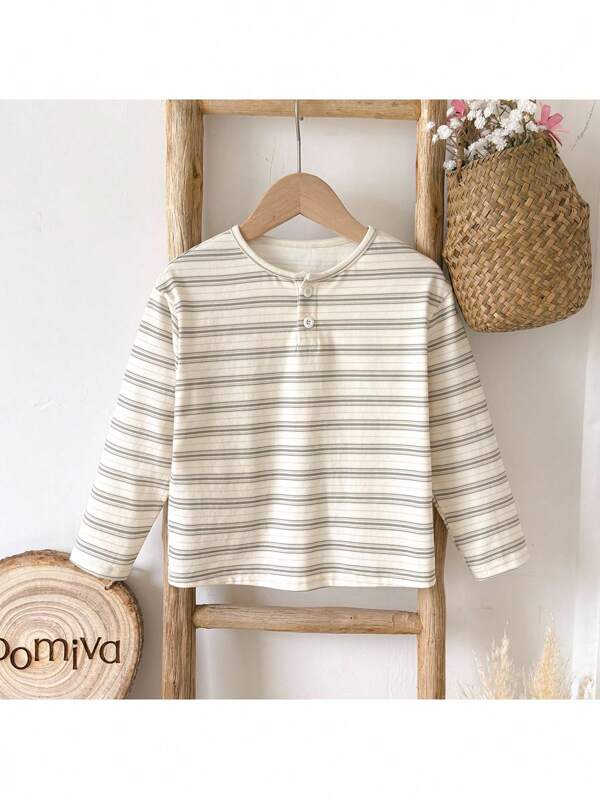 Loomiva Suéter de cuello redondo de manga larga de niño, suave y de punto, de rayas de colores