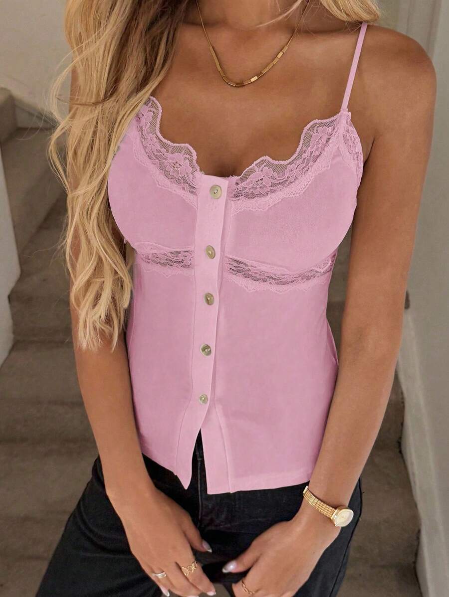 SHEIN LUNE 女士灰色休闲简约褶皱腰罗纹针织高领背心,冬季新品 - 粉色 - 查看 1